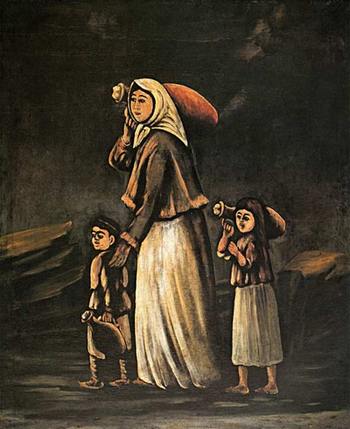 Крестьянка с детьми идет за водой